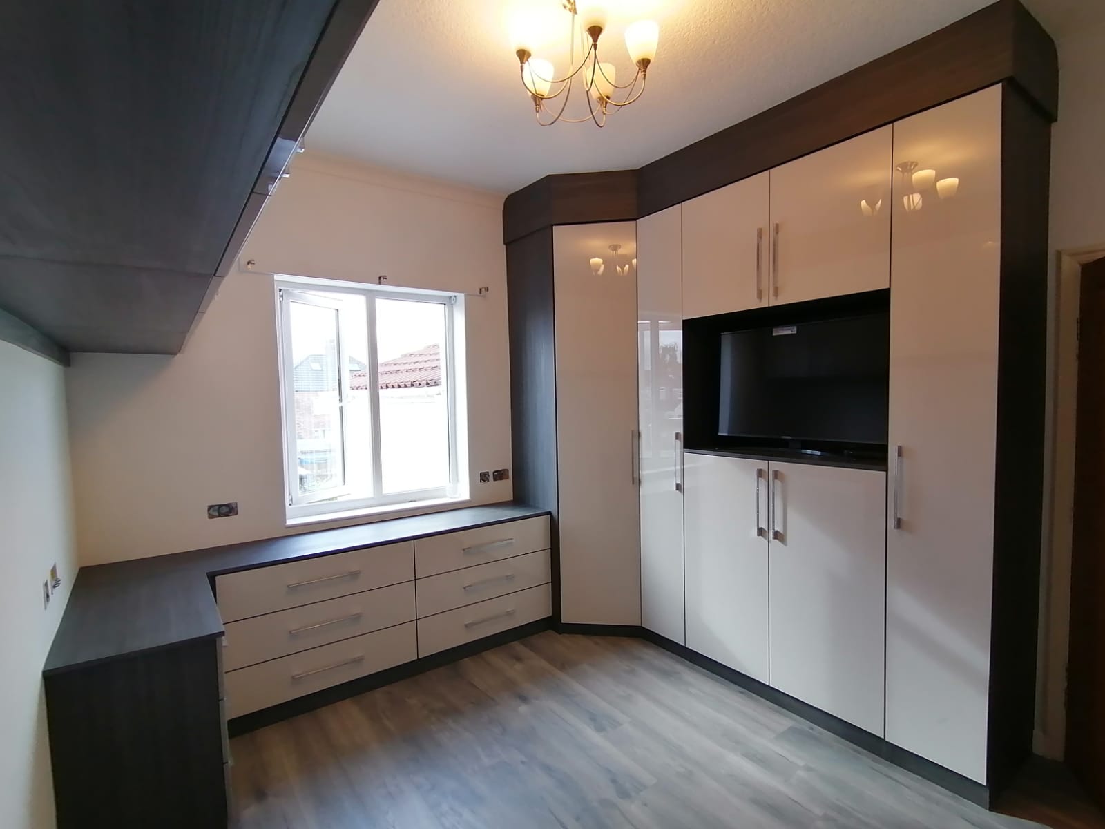Cream & Walnut Fitted Bedroom with TV